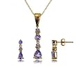 Tanzanite and Diamond Earring Pendant Set in Yelow Gold