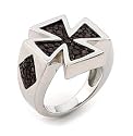 Silver Mocha Stingray Leather Iron Cross Ring