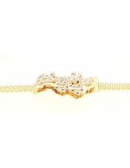 14K Yellow Gold "I Love You" Bracelet w/ Hearts and Diamond Accents