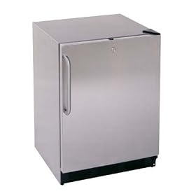 Summit FF6LCSSBrass Brass Fully Wrapped Stainless Steel Locking Compact Refrigerator with 5.5 Cu Ft and Adjustable Shelves FF6LCSS