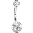 Austrian Crystal Aurora DOUBLE GEM Belly Ring