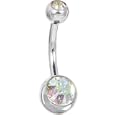 SWAROVSKI Aurora DOUBLE GEM Belly Button Ring