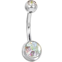 SWAROVSKI Aurora DOUBLE GEM Belly Button Ring