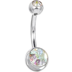 SWAROVSKI Aurora DOUBLE GEM Belly Button Ring