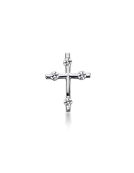 14K White Gold Round Diamond Channel Set Cross Pendant (0.60ct)