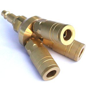 ALL SOLID BRASS UNIVERSAL QUICK CONNECT 3-WAY AIR TOOL / HOSE COUPLER / MANIFOLD