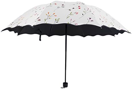 BeiBeiLove Travel Umbrella, Strong Waterproof, Windproof, Compact for Easy Carrying Totes Bags, Sturdy, High Quality 3 Folding UPF 50+ (White)