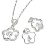 Antique Styling White CZ Pendant Earrings Set in Sterling Silver - Gems Couture