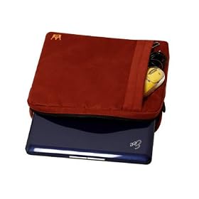 Adamo by Dell 13″ Laptop Faux Suede Protective Sleeve with Shoulder Strap and Pocket - tomato red