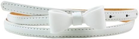 Herebuy - Cute Leather Womens Waist Belts for Dresses Bowknot Skinny Belt (White)