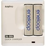 Sanyo Eneloop 2 Pack AA NiMH Pre-Charged Rechargeable Batteries w/ Charger