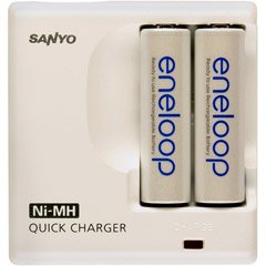 Sanyo Eneloop 2 Pack AA NiMH Pre-Charged Rechargeable Batteries w/ Charger