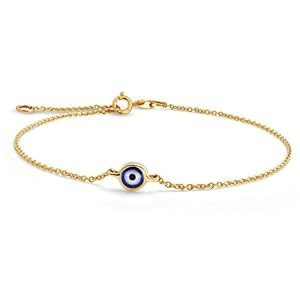 Bling Jewelry Yellow 14k Gold Evil Eye Adjustable Bracelet 6.5 Inch