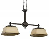 American Fluorescent CHP226RBSCT Chesterfield Hand Blown Rectangular Glass Pendant, 2 Light, Oil Rubbed Bronze