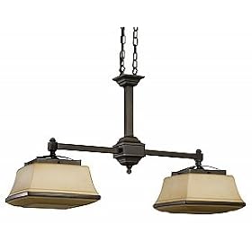 American Fluorescent CHP226RBSCT Chesterfield Hand Blown Rectangular Glass Pendant, 2 Light, Oil Rubbed Bronze