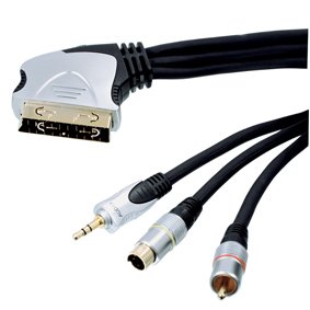 HQ PC Anschlu&szlig;kabel (Scart auf S-VHS-/Cinch-/Klinke-Stecker) 2,5 m