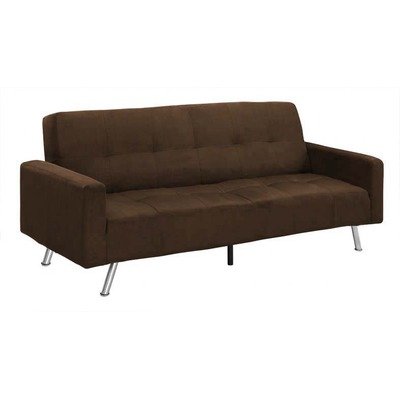 Puzzle Alpha Convertible Sofa with Chrome Legs Upholstery: Dark Chocolate Microfiber