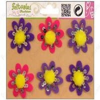 Feltables Fashion Embellishment Pom Flower Violet/ Pink 6 Piece (Pack of 3)