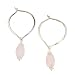 Pink Rose Quartz Gemstone Bead Earrings on Sterling Silver Hoop, #7508