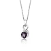 Magical Romance: Sterling Silver 1.75 carats Round Shape Checkerboard Cut Amethyst Pendant with 18 inch Silver Necklace image 2
