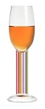Sherry Glass, Navaja, Rainbow Striped Stem w/ Matching Napkin. Designer Embossed Stem Sherry Goblet