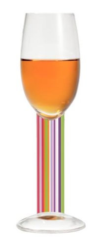 Sherry Glass, Navaja, Rainbow Striped Stem w/ Matching Napkin. Designer Embossed Stem Sherry Goblet