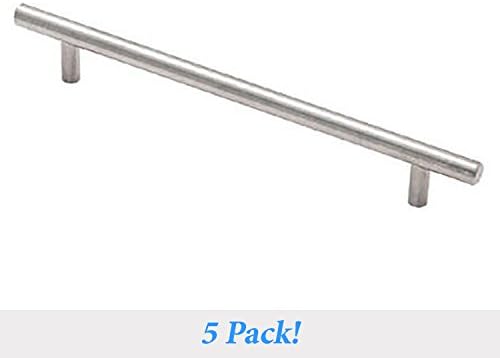 MADOL Stainless Steel Euro Style Cabinet Pull Handle Satin Nickel Finish - 5" (128mm) Hole Centers, 7-7/8" Overall Length (5)