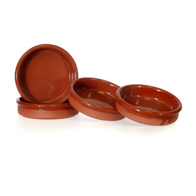 Set of 4 Rustic Cazuela Clay Pans - 4.5 inch - 12 cm
