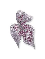 Sterling Silver Pink CZ Leaf Pin