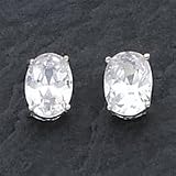 Sterling Silver 6x8mm Oval CZ (Cubic Zirconia) Stud Earrings