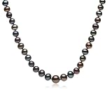 Sterling Silver Peacock Black 4-8mm Graduated Freshwater Cultured Pearl Necklace, 18