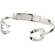 Heart U Back Sterling Silver Diamond Horseshoe Bangle Bracelet