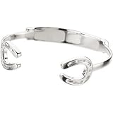 Heart U Back Sterling Silver Diamond Horseshoe Bangle Bracelet