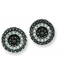 0.5 Carat 14K White Gold Black & White Diamond Circle Post Earrings