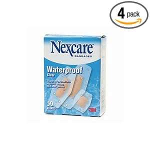 Nexcare Waterproof Clear Bandage Assorted Sizes, 50-Count Packages (Pack of 4) by Nexcare