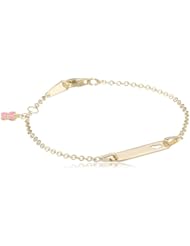 14k Yellow Gold Heart Baby ID Rolo Bracelet, 6"