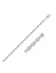 925 Sterling Silver 3.6mm Diamond Cut Rope Style Chain