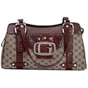 Gigi ChantalTM Brown Jacquard Purse with Croco Trim