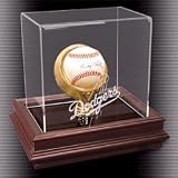 Los Angeles Dodgers Boardroom Baseball Display Case with Mahogany Base and Logo