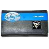 NHL Female Genuine Leather Clutch Wallet - Pittsburgh Penguins