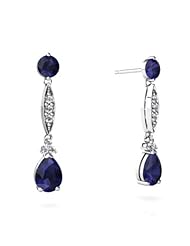 Genuine Sapphire 14kt White Gold Dangle Drop Earrings