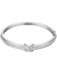Sterling Silver and Diamond Accent Criss-Cross Bangle Bracelet