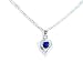 Birthstone September Blue Heart Crystal Sterling Silver Necklace