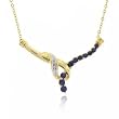 Blue Sapphire & Diamond Necklace Crafted in 14K Solid Yellow Gold
