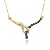 14KT Yellow Gold Necklace w/ Blue Sapphire & Diamond