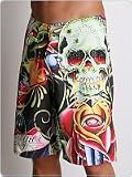 Christian Audigier Skull, Rose & Panther Boardshorts