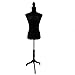 The Urban Port C208-123029 Black Female Adjustable Mannequin Torso with Wooden Tripod Stand