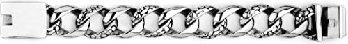 Stainless Steel 316L Mens (22mm wide) Curb Link Chain Bracelet, 8.5 in with Aligator Texture