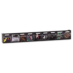 Deflecto 20904OP Nine-bin horizontal tilt bin storage system, 23-5/8w x 2-1/2d x 3-5/16h, black