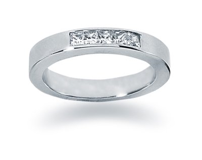 0.25 Princess Cut Diamond Wedding Band in 14k White Gold